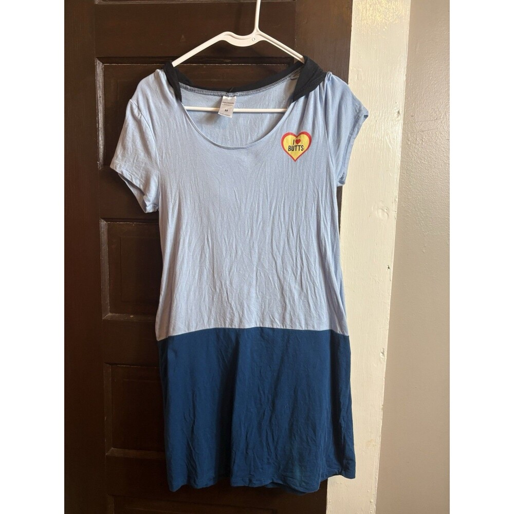 Bobs Burgers Hooded Dress Womens Medium I Love Butts Blue Casual